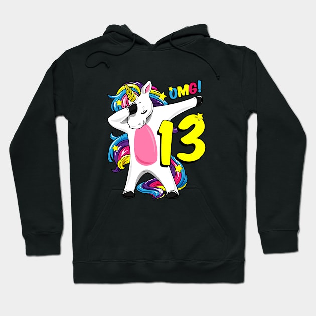 Funny Dabbing Unicorn Shirt Girl 13th birthday Party Dab Hoodie by ELFEINHALB